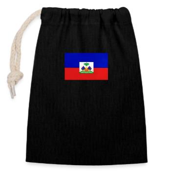 Drapeau d’Haïti - Sac cadeau en coton avec cordon (14 x 20 cm) - noir - Devant