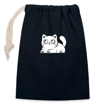Visage de chat douillet - Sac cadeau en coton avec cordon (14 x 20 cm) - bleu marine - Devant