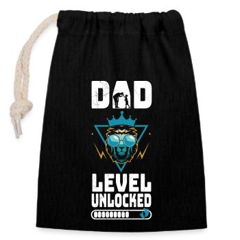 Dad Level Unlocked 2024 Gamer Pregnancy Soon To Be - Closable cotton gift bag (14x20cm) - black - Front