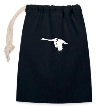 Élégant cygne volant sur de grandes ailes - Sac cadeau en coton avec cordon (14 x 20 cm) - bleu marine - Devant