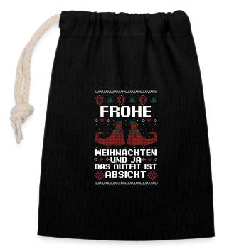 Père Noël Noël laid Noël - Sac cadeau en coton avec cordon (14 x 20 cm) - noir - Devant