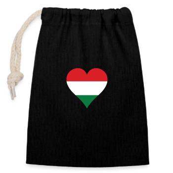 Ungarn Flagge Herz - Verschließbarer Geschenkbeutel aus Baumwolle (14x20cm) - Schwarz - Vorne