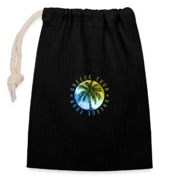 Vacances en Grèce - Sac cadeau en coton avec cordon (14 x 20 cm) - noir - Devant