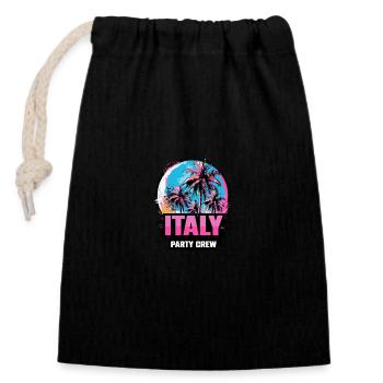 Italien Party Crew Urlaub Spruch - Verschließbarer Geschenkbeutel aus Baumwolle (14x20cm) - Schwarz - Vorne