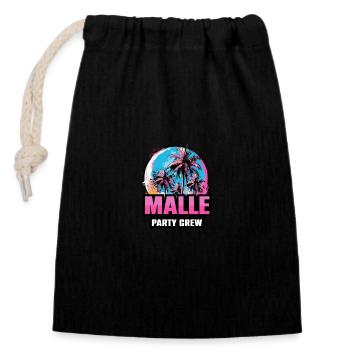 Malle Party Crew Holiday Saying - Closable cotton gift bag (14x20cm) - black - Front