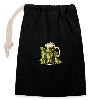 Bierglas Hopfen - Verschließbarer Geschenkbeutel aus Baumwolle (14x20cm) - Schwarz - Vorne