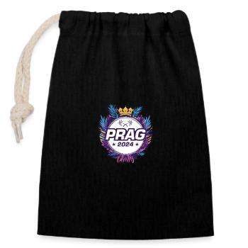Prague 2024 - Closable cotton gift bag (14x20cm) - black - Front
