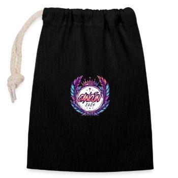 Cancun, Mexique 2024 - Sac cadeau en coton avec cordon (14 x 20 cm) - noir - Devant