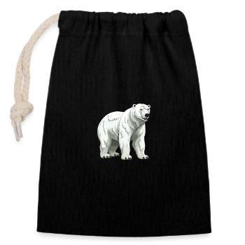 Ours polaire Animal Ours polaire - Sac cadeau en coton avec cordon (14 x 20 cm) - noir - Devant