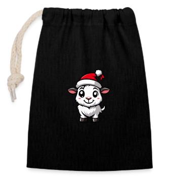 Mountain Goat Christmas Cute - Closable cotton gift bag (14x20cm) - black - Front