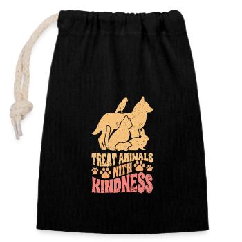 Rétro Treat Animals avec gentillesse pour un vétérinaire Med - Sac cadeau en coton avec cordon (14 x 20 cm) - noir - Devant