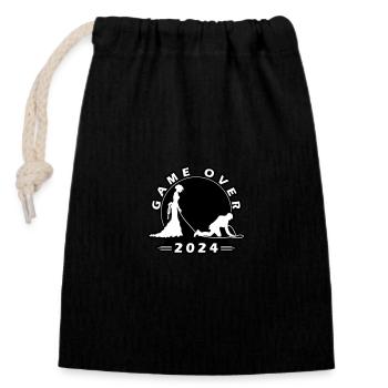 Game Over 2024 Wedding - Closable cotton gift bag (14x20cm) - black - Front