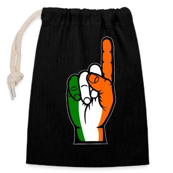 Ireland Flag Number 1 - Closable cotton gift bag (14x20cm) - black - Front