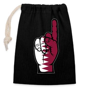 Qatar flag number 1 - Closable cotton gift bag (14x20cm) - black - Front