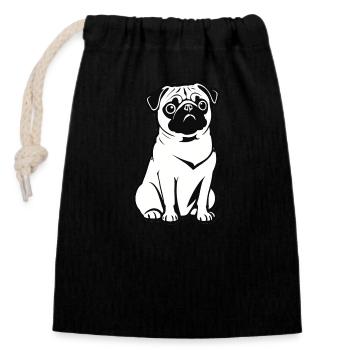 Pug - Pet Design - Verschließbarer Geschenkbeutel aus Baumwolle (14x20cm) - Schwarz - Vorne