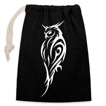 Tribal Eule Tattoo Stil - Verschließbarer Geschenkbeutel aus Baumwolle (14x20cm) - Schwarz - Vorne