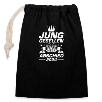Junggesellen Abschied 2024 - Verschließbarer Geschenkbeutel aus Baumwolle (14x20cm) - Schwarz - Vorne