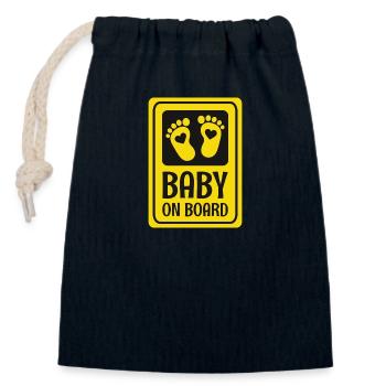 Bébé à bord - Sac cadeau en coton avec cordon (14 x 20 cm) - bleu marine - Devant