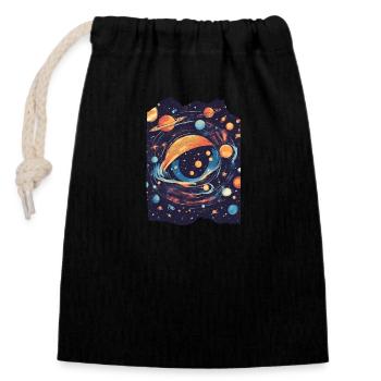 Eye Galaxy Outer Space Planets Stars Interstellar - Closable cotton gift bag (14x20cm) - black - Front