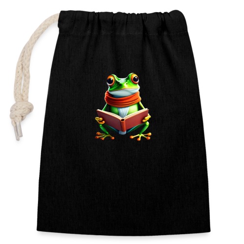 Froggy Scholar: Cozy Reading Time with a Scarf - Sacchetto regalo richiudibile in cotone (14x20 cm)