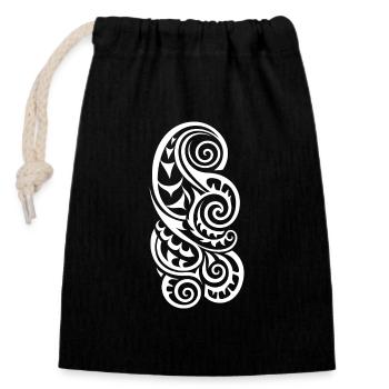 Tatouage maori – design vibrant en blanc - Sac cadeau en coton avec cordon (14 x 20 cm) - noir - Devant