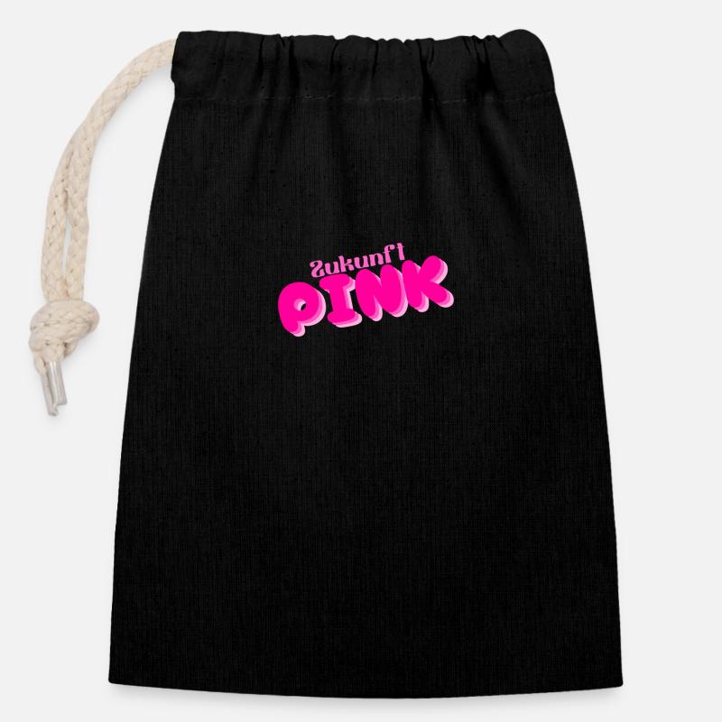 Zukunft PINK - Verschließbarer Geschenkbeutel aus Baumwolle (14x20cm) - Schwarz