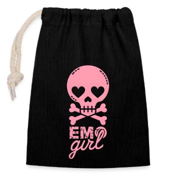 Emo Girl! - Verschließbarer Geschenkbeutel aus Baumwolle (14x20cm) - Schwarz - Vorne