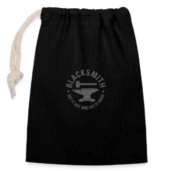 Forging Blacksmith Farrier Gift - Closable cotton gift bag (14x20cm) - black - Front