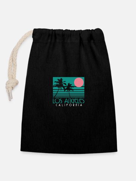 Los Angeles, California, LA - Closable cotton gift bag (14x20cm) - black