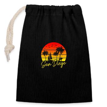 San Diego California Vintage Souvenir - Closable cotton gift bag (14x20cm) - black - Front