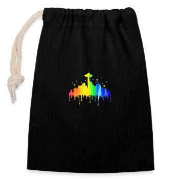 Seattle Washington Souvenir Gift - Closable cotton gift bag (14x20cm) - black - Front