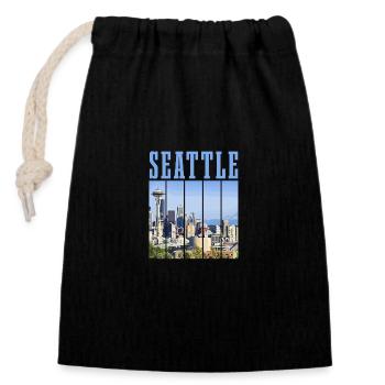 Seattle Washington Souvenir Geschenk - Verschließbarer Geschenkbeutel aus Baumwolle (14x20cm) - Schwarz - Vorne