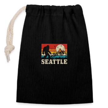 Seattle Washington Souvenir Geschenk - Verschließbarer Geschenkbeutel aus Baumwolle (14x20cm) - Schwarz - Vorne
