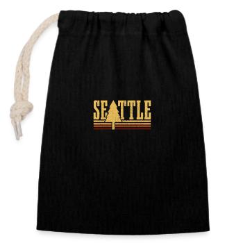 Seattle Washington Souvenir Geschenk - Verschließbarer Geschenkbeutel aus Baumwolle (14x20cm) - Schwarz - Vorne