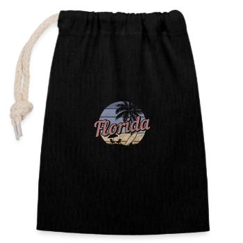 Florida Surfer Souvenir USA Amerika - Verschließbarer Geschenkbeutel aus Baumwolle (14x20cm) - Schwarz - Vorne
