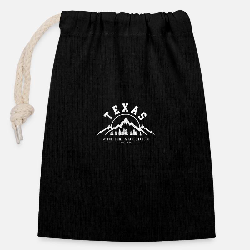 Texas - Closable cotton gift bag (14x20cm) - black