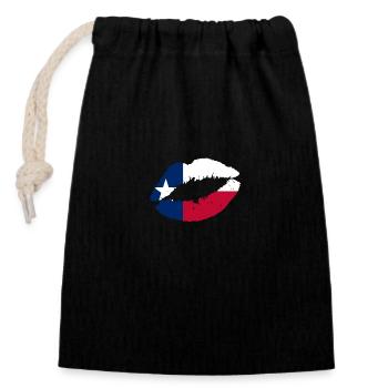 Texas - Closable cotton gift bag (14x20cm) - black - Front