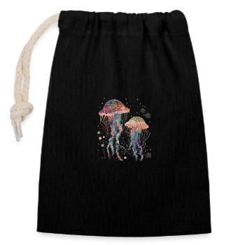 Cadeau de méduse - Sac cadeau en coton avec cordon (14 x 20 cm) - noir - Devant