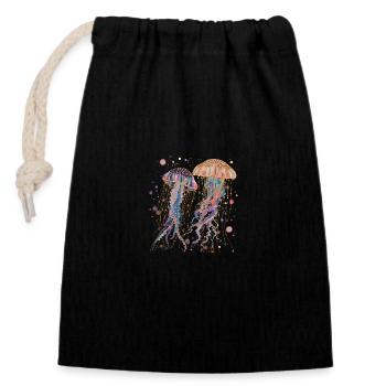 Cadeau de méduse - Sac cadeau en coton avec cordon (14 x 20 cm) - noir - Devant