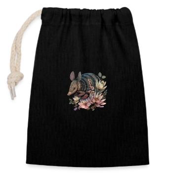 Armadillo - Closable cotton gift bag (14x20cm) - black - Front