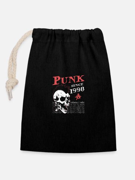 Punk od 1998 roku, Punks Not Dead, 26 lat i - Ściągany sznurkiem worek na prezenty (14 x 20 cm) - czarny