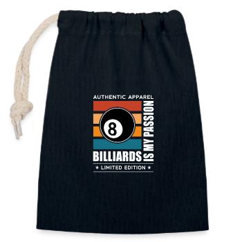 Billard - Sac cadeau en coton avec cordon (14 x 20 cm) - bleu marine - Devant