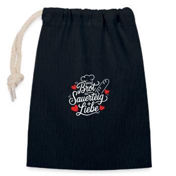 Backen ist Sauerteig und Liebe - Verschließbarer Geschenkbeutel aus Baumwolle (14x20cm) - Navy - Vorne