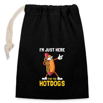 I'm Just here For The Hotdogs - Closable cotton gift bag (14x20cm) - black - Front