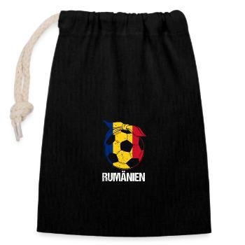 Romanians Romania - Closable cotton gift bag (14x20cm) - black - Front