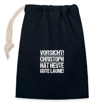 Prénom Chris Christoph - Sac cadeau en coton avec cordon (14 x 20 cm) - bleu marine - Devant