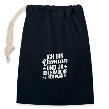 Vorname Damian - Verschließbarer Geschenkbeutel aus Baumwolle (14x20cm) - Navy - Vorne