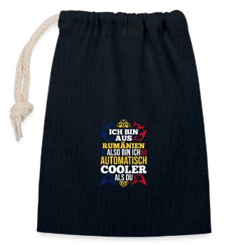 Romanian Romania Romania - Closable cotton gift bag (14x20cm) - navy - Front