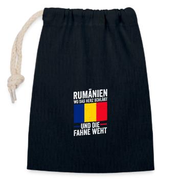 Romanian Romania Romania - Closable cotton gift bag (14x20cm) - navy - Front