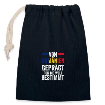 Romanian Romania Romania - Closable cotton gift bag (14x20cm) - navy - Front